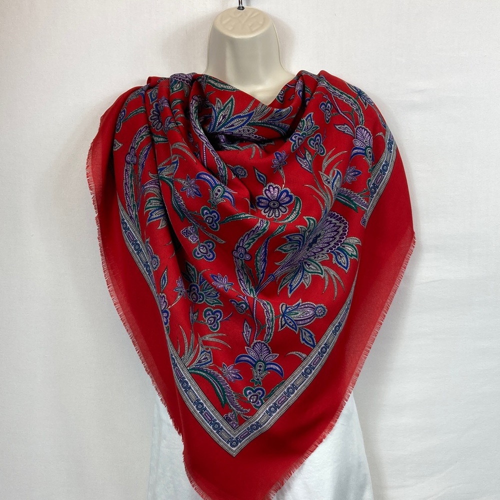 🇮🇹 Made in Italy Floral Paisley Large Square Scarf /cover wrap Accessory ~44x88”
